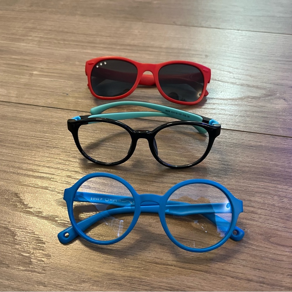 Kids glasses and sunglasses.